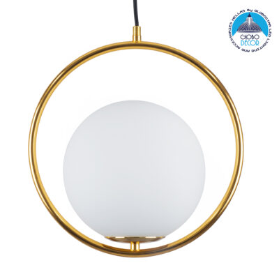 LEDTM® MADRID 00932 Μοντέρνο Κρεμαστό Φωτιστικό Οροφής με Ντουί 1 x E27 AC 220-240V IP20 - Χρυσό & Λευκό - Μ30 x Π20 x Υ30cm