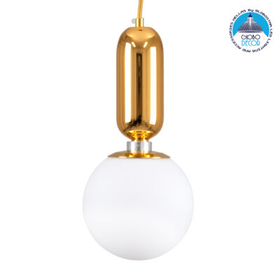 LEDTM® MAVERICK 00943 Μοντέρνο Κρεμαστό Φωτιστικό Οροφής με Ντουί 1 x E27 AC 220-240V IP20 - Χρυσό & Λευκό - Μ15 x Π15 x Υ33cm