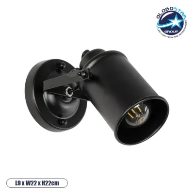 LEDTM® JAKE 00948 Μοντέρνο Φωτιστικό Τοίχου - Απλίκα με Ντουί 1 x E27 AC 220-240V IP20 - Μαύρο - Μ9 x Π22 x Y22cm