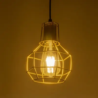 Alternative view of LEDTM® CAGE 00950 Vintage Κρεμαστό Φωτιστικό Οροφής με Ντουί 1 x E27 AC 220-240V IP20 - Χρυσό - Μ15 x Π15 x Y22cm