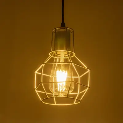 Alternative view of LEDTM® CAGE 00951 Vintage Κρεμαστό Φωτιστικό Οροφής με Ντουί 1 x E27 AC 220-240V IP20 - Ασημί - Μ15 x Π15 x Y22cm