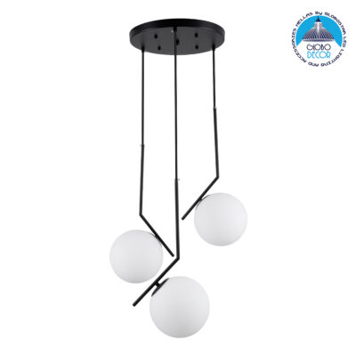 LEDTM® MONROE 00952 Μοντέρνο Κρεμαστό Φωτιστικό Οροφής με Ντουί 3 x E27 AC 220-240V IP20 - Μαύρο & Λευκό - Μ60 x Π60 x Υ50cm