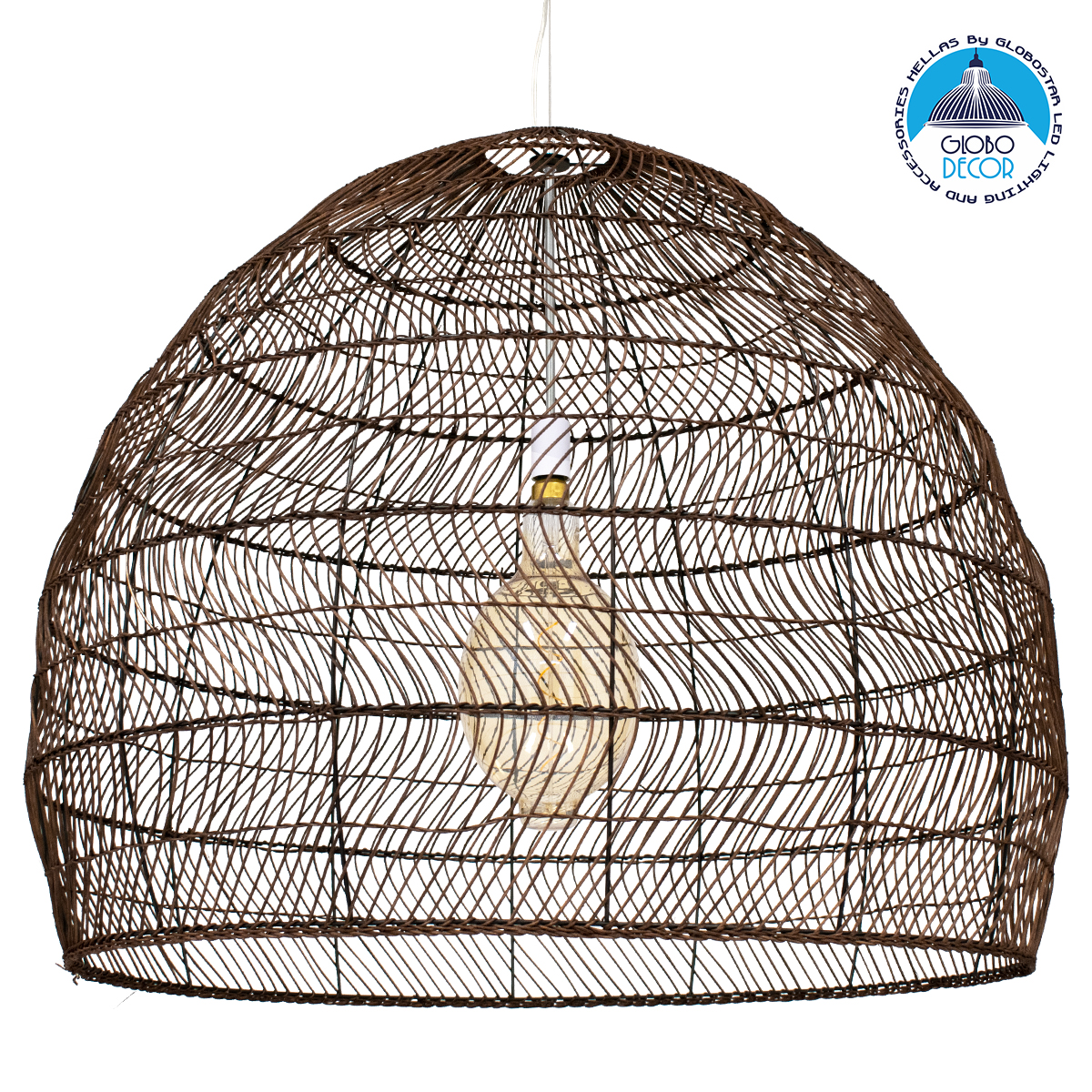 LEDTM® MALIBU 00967 Boho Κρεμαστό Φωτιστικό Οροφής με Ντουί 1 x E27 AC 220-240V IP20 - Καφέ - Μ100 x Π100 x Y86cm