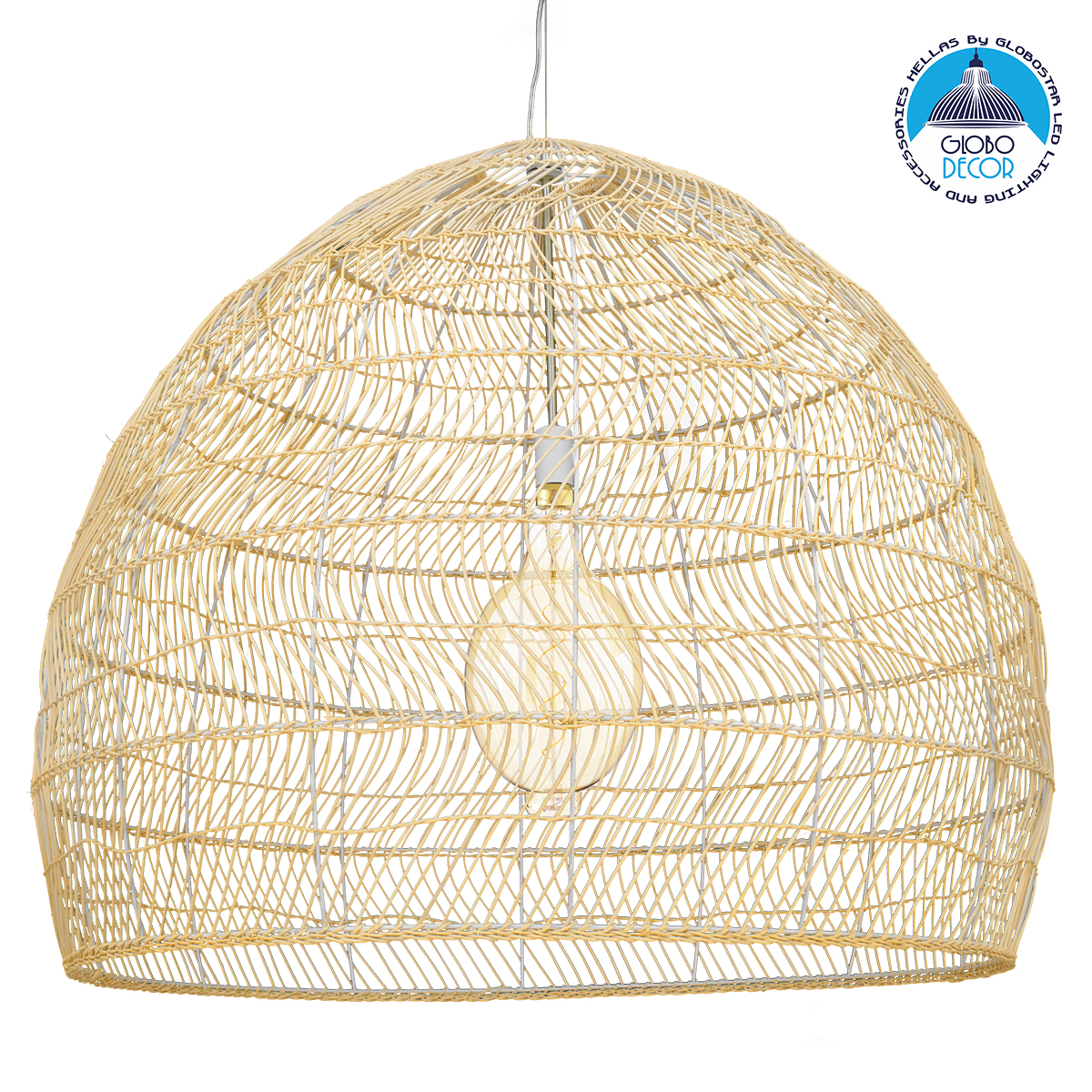 LEDTM® MALIBU 00974 Boho Κρεμαστό Φωτιστικό Οροφής με Ντουί 1 x E27 AC 220-240V IP20 - Μπεζ - Μ100 x Π100 x Y86cm