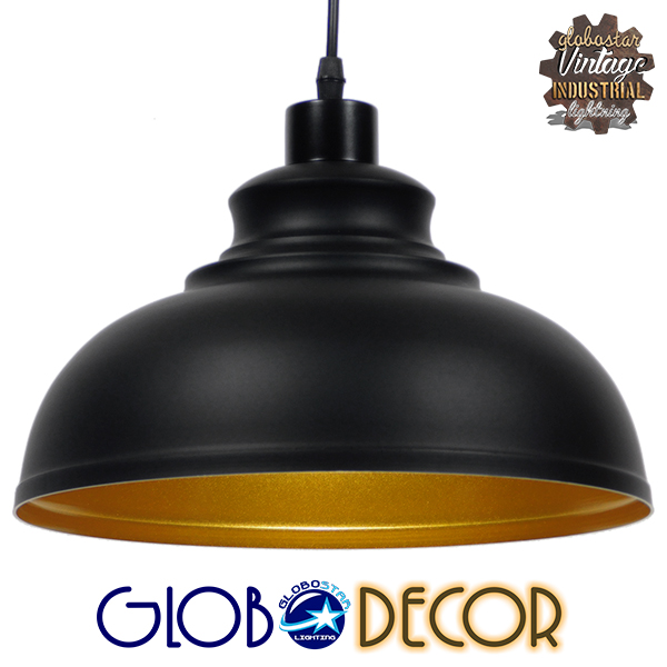 LEDTM® ANDY 01000 Μοντέρνο Κρεμαστό Φωτιστικό Οροφής με Ντουί 1 x E27 AC 220-240V IP20 - Μαύρο & Χρυσό - Μ35 x Π35 x Υ28cm