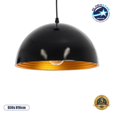 LEDTM® MEDEA 01004 Μοντέρνο Κρεμαστό Φωτιστικό Οροφής με Ντουί 1 x E27 AC 220-240V IP20 - Μαύρο & Χρυσό - Μ30 x Π30 x Υ16cm