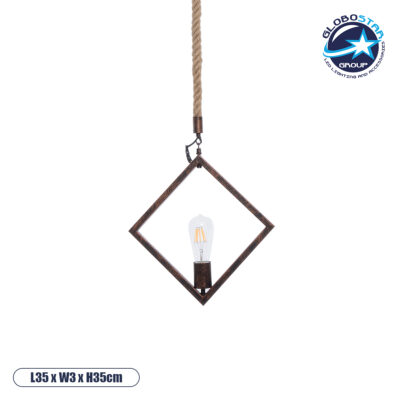 LEDTM® ALCO 01023 Vintage Κρεμαστό Φωτιστικό Οροφής με Ντουί 1 x E27 AC 220-240V IP20 - Χάλκινο & Μπεζ - Μ35 x Π3 x Υ35cm