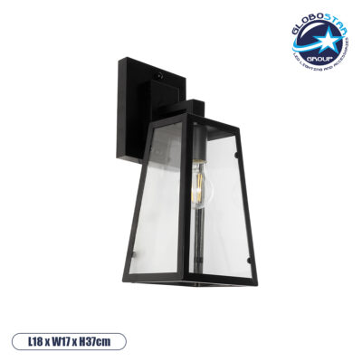 LEDTM® ASETYLIN 01032 Vintage Φωτιστικό Τοίχου - Απλίκα με Ντουί 1 x E27 AC 220-240V IP20 - Μαύρο - Μ18 x Π17 x Υ37cm