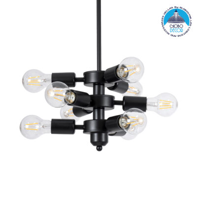 LEDTM® DELIR 01035 Μοντέρνο Φωτιστικό Οροφής με Ντουί 9 x E27 AC 220-240V IP20 - Μαύρο - Μ24 x Π24 x Υ23cm