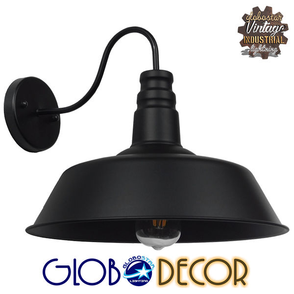 LEDTM® SORD 01053 Vintage Φωτιστικό Τοίχου - Απλίκα με Ντουί 1 x E27 AC 220-240V IP20 - Μαύρο - Μ36 x Π42 x Υ32cm