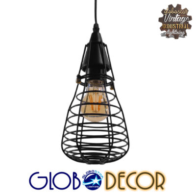 LEDTM® ALDO 01058 Vintage Κρεμαστό Φωτιστικό Οροφής με Ντουί 1 x E27 AC 220-240V IP20 - Μαύρο - Μ13 x Π13 x Υ27cm