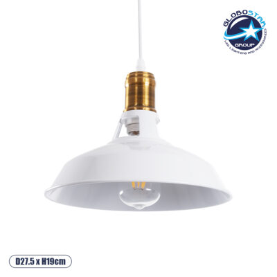 LEDTM® ANER 01072 Vintage Κρεμαστό Φωτιστικό Οροφής με Ντουί 1 x E27 AC 220-240V IP20 - Λευκό & Χρυσό - Μ27.5 x Π27.5 x Υ19cm