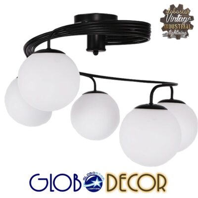 LEDTM® SELINA 01090 Μοντέρνο Φωτιστικό Οροφής με Ντουί 5 x E27 AC 220-240V IP20 - Μαύρο & Λευκό - Μ63 x Π63 x Υ47cm