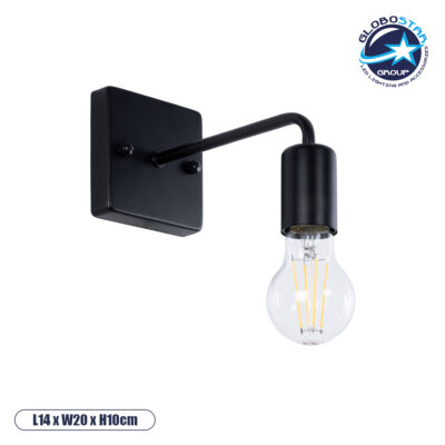 LEDTM® MISSAM 01119 Μοντέρνο Φωτιστικό Τοίχου - Απλίκα με Ντουί 1 x E27 AC 220-240V IP20 - Μαύρο - Μ14 x Π20 x Υ10cm