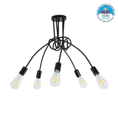 LEDTM® PAULELI 01127 Μοντέρνο Φωτιστικό Οροφής με Ντουί 5 x E27 AC 220-240V IP20 - Μαύρο - Μ76 x Π76 x Υ45cm