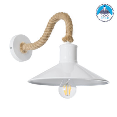 LEDTM® VINSA 01130 Boho Φωτιστικό Τοίχου - Απλίκα με Ντουί 1 x E27 AC 220-240V IP20 - Λευκό & Μπεζ - Μ37.5 x Π26.7 x Υ25cm