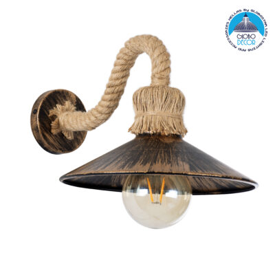 LEDTM® BRASSO 01132 Vintage Φωτιστικό Τοίχου - Απλίκα με Ντουί 1 x E27 AC 220-240V IP20 - Μπεζ & Χάλκινο Εφέ Σκουριάς - Μ38 x Π26.7 x Υ22cm