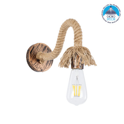 LEDTM® FLEDI 01134 Vintage Φωτιστικό Τοίχου - Απλίκα με Ντουί 1 x E27 AC 220-240V IP20 - Χάλκινο & Μπεζ - Μ10 x Π25 x Υ15cm