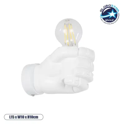 LEDTM® FIST 01137 Μοντέρνο Φωτιστικό Τοίχου - Απλίκα με Ντουί 1 x E27 AC 220-240V IP20 - Λευκό - Μ15 x Π10 x Υ10cm