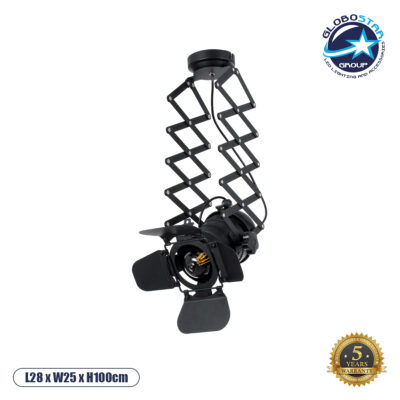 LEDTM® BROADWAY 01140 Vintage Φωτιστικό Οροφής με Ντουί 1 x E27 AC 220-240V IP20 - Μαύρο - Μ28 x Π25 x Υ100cm