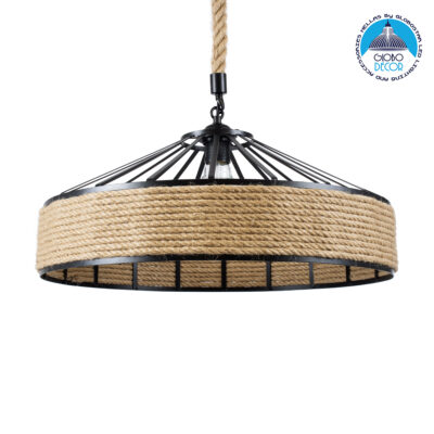 LEDTM® POLI 01147 Vintage Κρεμαστό Φωτιστικό Οροφής με Ντουί 1 x E27 AC 220-240V IP20 - Μαύρο & Μπεζ - Μ40 x Π40 x Υ32cm