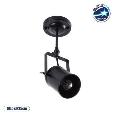 LEDTM® HOLLYWOOD 01153 Vintage Φωτιστικό Οροφής με Ντουί 1 x E27 AC 220-240V IP20 - Μαύρο - Μ8.5 x Π8.5 x Υ35cm
