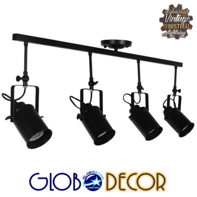 LEDTM® HOLLYWOOD 01156 Vintage Φωτιστικό Οροφής με Ντουί 4 x E27 AC 220-240V IP20 - Μαύρο - Μ110 x Π13 x Υ38cm