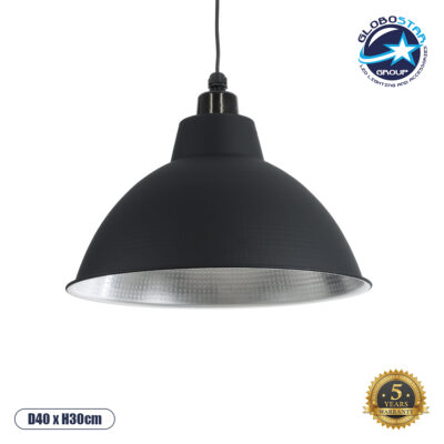 LEDTM® LOUVE 01176 Vintage Κρεμαστό Φωτιστικό Οροφής με Ντουί 1 x E27 AC 220-240V IP20 - Μαύρο - Μ40 x Π40 x Υ30cm