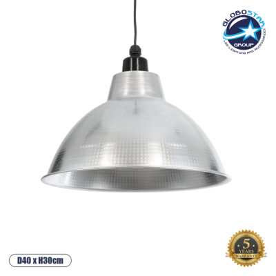 LEDTM® LOUVE 01178 Vintage Κρεμαστό Φωτιστικό Οροφής με Ντουί 1 x E27 AC 220-240V IP20 - Ασημί - Μ40 x Π40 x Υ30cm