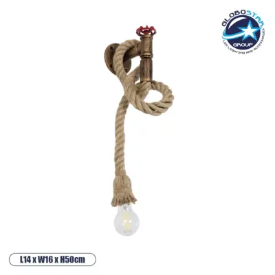 LEDTM® TROUVER 01183 Vintage Φωτιστικό Τοίχου - Απλίκα με Ντουί 1 x E27 AC 220-240V IP20 - Χάλκινο & Μπεζ - Μ14 x Π16 x Υ50cm