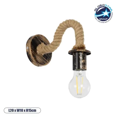 LEDTM® DAKER 01184 Vintage Φωτιστικό Τοίχου - Απλίκα με Ντουί 1 x E27 AC 220-240V IP20 - Χάλκινο Εφέ Σκουριάς & Μπεζ - Μ21 x Π12 x Υ16cm
