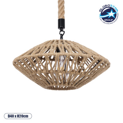 LEDTM® DOGMA 01187 Boho Κρεμαστό Φωτιστικό Οροφής με Ντουί 1 x E27 AC 220-240V IP20 - Μπεζ - Μ40 x Π40 x Υ20cm