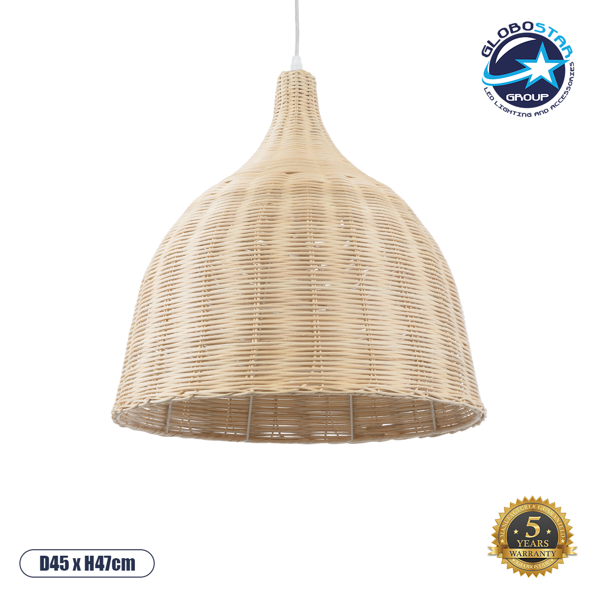 LEDTM® BAHAMAS 01203 Boho Κρεμαστό Φωτιστικό Οροφής με Ντουί 1 x E27 AC 220-240V IP20 - Μπεζ - Μ45 x Π45 x Υ45cm