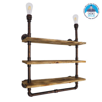 LEDTM® ENIMAS 01217 Vintage Φωτιστικό Τοίχου - Απλίκα με Ντουί 2 x E27 AC 220-240V IP20 - Χάλκινο & Καφέ - Μ65 x Π23 x Υ76cm