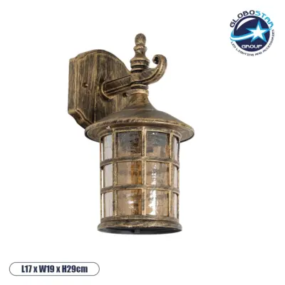 LEDTM® PHAROS 01228 Vintage Φωτιστικό Τοίχου - Απλίκα με Ντουί 1 x E27 AC 220-240V IP20 - Μπρούτζινο Εφέ Σκουριάς - Μ17 x Π19 x Υ29cm