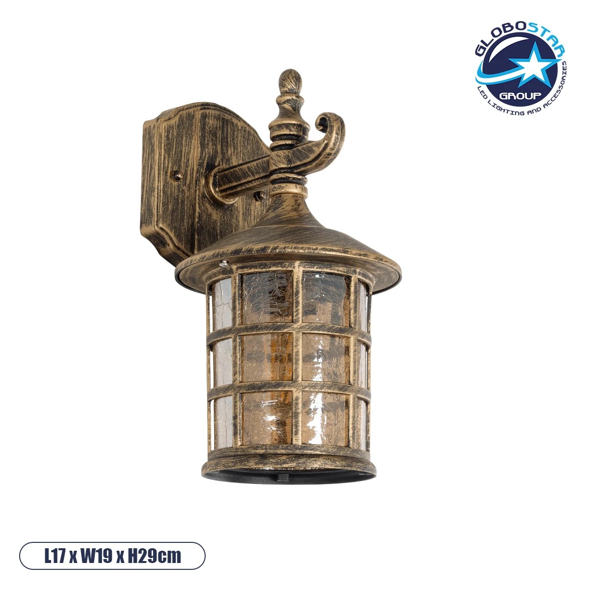 LEDTM® PHAROS 01228 Vintage Φωτιστικό Τοίχου - Απλίκα με Ντουί 1 x E27 AC 220-240V IP20 - Μπρούτζινο Εφέ Σκουριάς - Μ17 x Π19 x Υ29cm