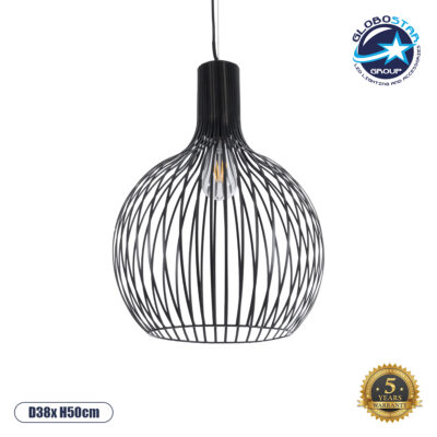 LEDTM® SCANDI 01266 Μοντέρνο Κρεμαστό Φωτιστικό Οροφής με Ντουί 1 x E27 AC 220-240V IP20 - Μαύρο - Μ38 x Π38 x Υ50cm