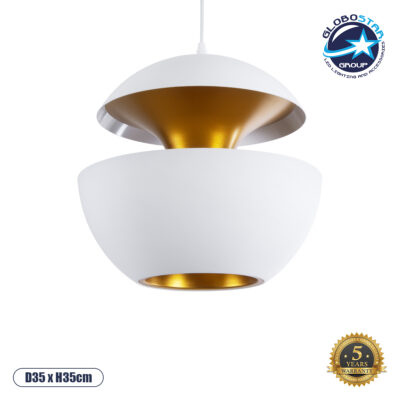 LEDTM® SEVILLE 01268 Μοντέρνο Κρεμαστό Φωτιστικό Οροφής με Ντουί 1 x E27 AC 220-240V IP20 - Λευκό & Χρυσό - Μ35 x Π35 x Υ35cm