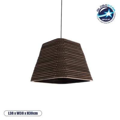 LEDTM® SANTORINI 01295 Boho Κρεμαστό Φωτιστικό Οροφής με Ντουί 1 x E27 AC 220-240V IP20 - Καφέ - Μ38 x Π38 x Υ30cm