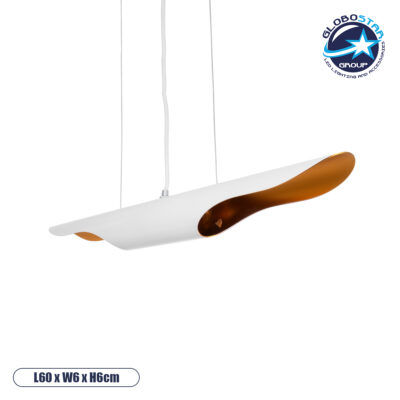 LEDTM® ESTERINA 01305 Μοντέρνο Κρεμαστό Φωτιστικό Οροφής με Ντουί 2 x E27 AC 220-240V IP20 - Λευκό & Χρυσό - Μ60 x Π6 x Υ6cm