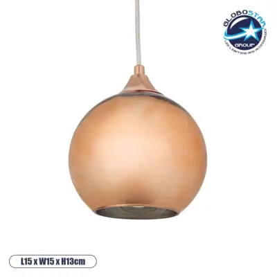 LEDTM® CANDELA 01309 Μοντέρνο Κρεμαστό Φωτιστικό Οροφής με Ντουί 1 x E27 AC 220-240V IP20 - Χάλκινο - Μ15 x Π15 x Υ13cm