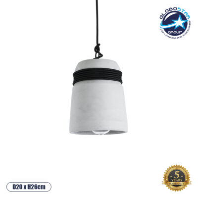 LEDTM® TRIBECA 01320 Μοντέρνο Κρεμαστό Φωτιστικό Οροφής με Ντουί 1 x E27 AC 220-240V IP20 - Γκρι & Μαύρο - Μ20 x Π20 x Υ26cm