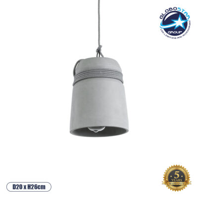 LEDTM® TRIBECA 01321 Μοντέρνο Κρεμαστό Φωτιστικό Οροφής με Ντουί 1 x E27 AC 220-240V IP20 - Γκρι & Μαύρο - Μ20 x Π20 x Υ26cm