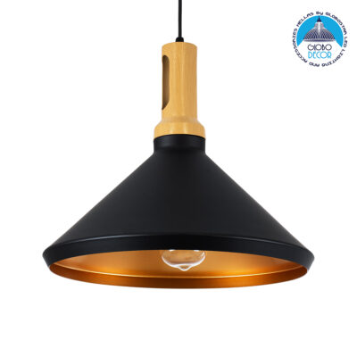 LEDTM® CALYPSO 01334-A Μοντέρνο Κρεμαστό Φωτιστικό Οροφής με Ντουί 1 x E27 AC 220-240V IP20 - Μαύρο & Μπρούτζινο - Μ36 x Π36 x Υ30cm