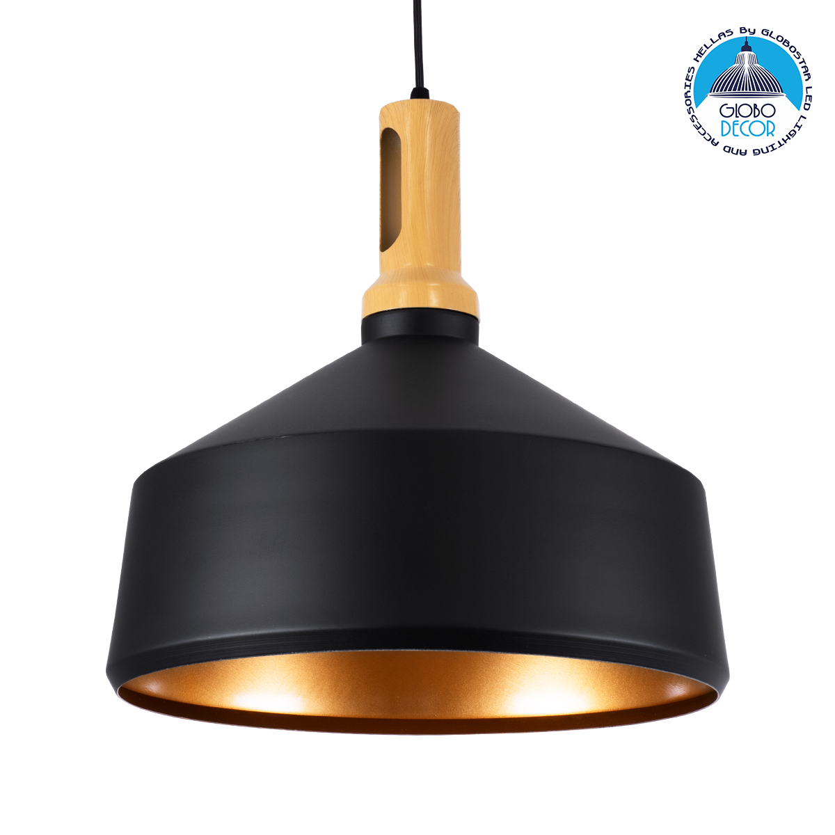 LEDTM® CALYPSO 01334-B Μοντέρνο Κρεμαστό Φωτιστικό Οροφής με Ντουί 1 x E27 AC 220-240V IP20 - Μαύρο & Μπρούτζινο - Μ36 x Π36 x Υ35cm