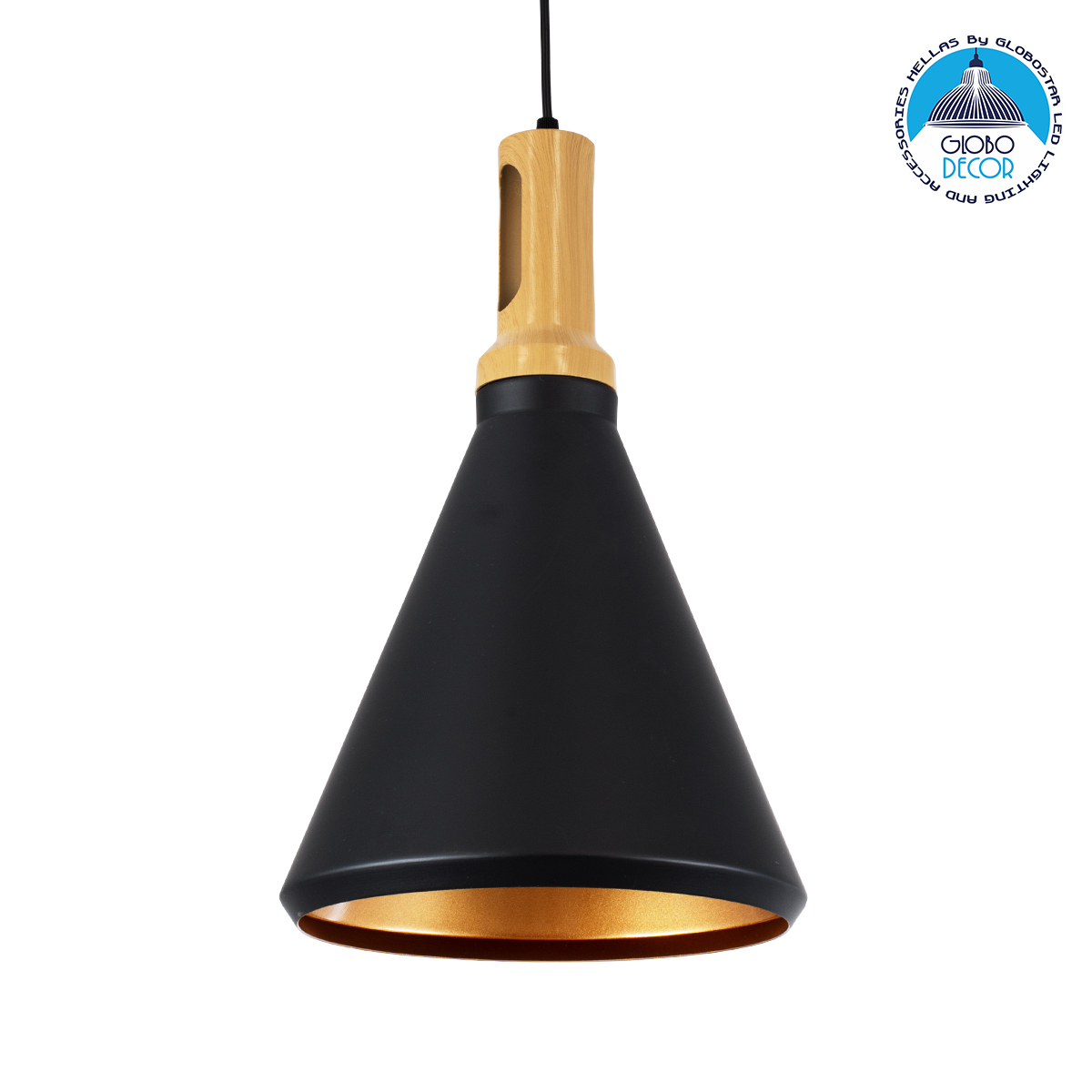 LEDTM® CALYPSO 01334-C Μοντέρνο Κρεμαστό Φωτιστικό Οροφής με Ντουί 1 x E27 AC 220-240V IP20 - Μαύρο & Μπρούτζινο - Μ25 x Π25 x Υ40cm