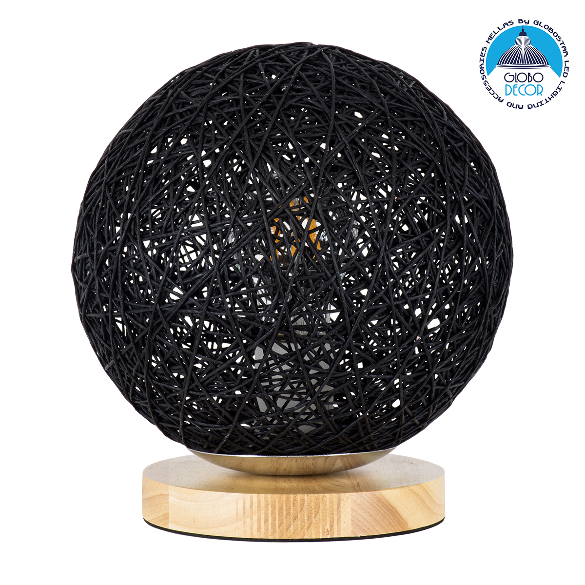 LEDTM® OCEANA 01338 Boho Επιτραπέζιο Φωτιστικό Πορτατίφ με Ντουί 1 x E27 AC 220-240V IP20 - Μαύρο & Μπεζ - M20 x Π20 x Υ22cm