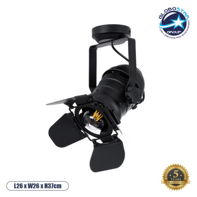 LEDTM® DETROIT 01372 Vintage Φωτιστικό Οροφής με Ντουί 1 x E27 AC 220-240V IP20 - Μαύρο - Μ26 x Π26 x Υ37cm