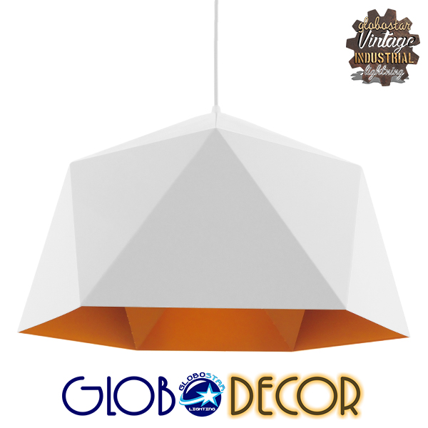 LEDTM® HEXAGON 01378 Μοντέρνο Κρεμαστό Φωτιστικό Οροφής με Ντουί 1 x E27 AC 220-240V IP20 - Λευκό & Χρυσό - Μ46 x Π46 x Y25cm