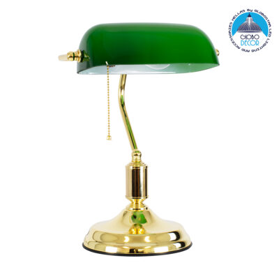 LEDTM® LIBRARY 01391 Vintage Επιτραπέζιο Φωτιστικό Πορτατίφ με Ντουί 1 x E27 AC 220-240V IP20 - Πράσινο & Χρυσό - Μ26.5 x Π19 x Υ38cm